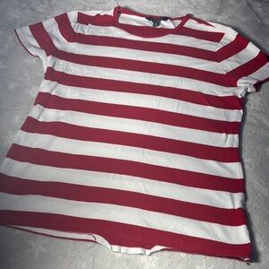 Lauren Red and White Striped Top